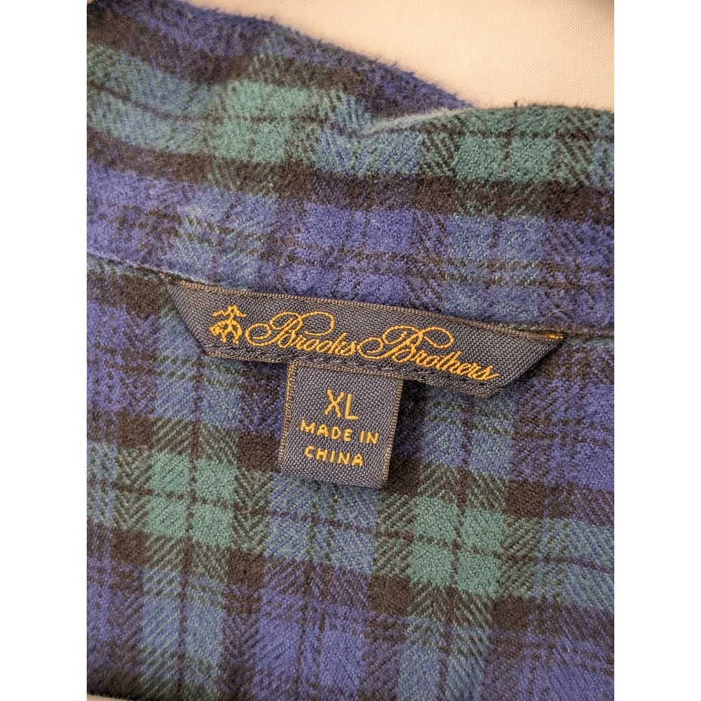 Brooks Brothers Womens Plaid Flannel Pajama Set Size XL Blue Green 100% Cotton - Picture 5 of 9